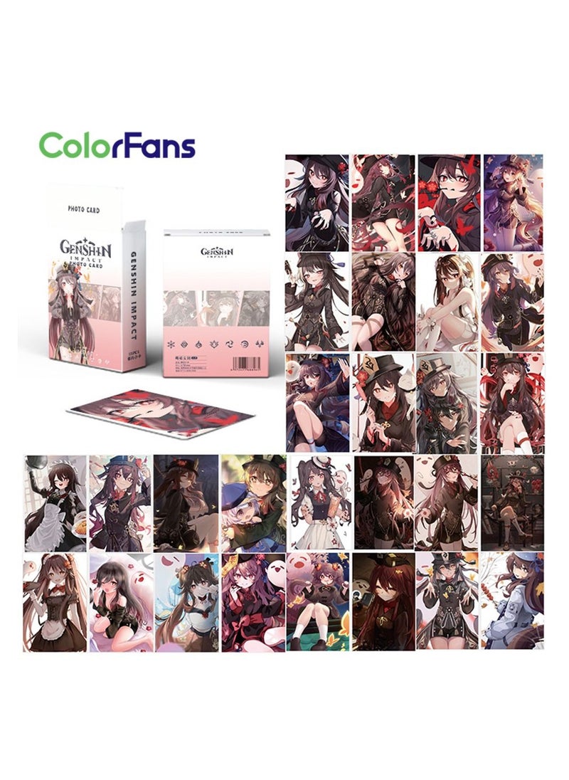 Color Fans 50 Pcs Genshin Impact Hu Tao Cute Anime Photo Lomo Cards  - Image 1