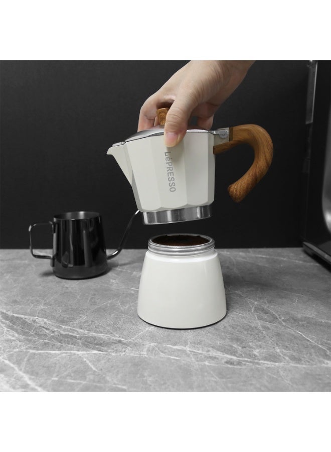 LePRESSO Moka Pot Italian Stovetop Coffee Maker 300ml Aluminum 6-Cup Espresso Percolator - Image 4