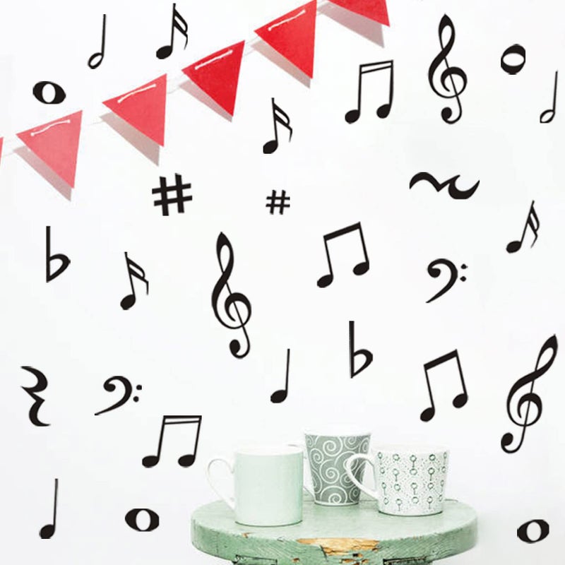 Musical Note Wall Decals Creative Music Notes Notation Removable Vinyl Wall Stickers for Classroom Kids Music Studio Dance Room Bedroom Art Decor House Decoration