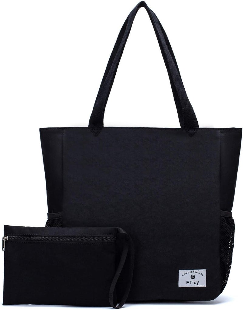 ETidy Large Capacity Foldable Tote Bag With Zipper Water-resistant SandproofWomen Beach Bag Handbag GymBag Travel ShoppingBag - Image 1