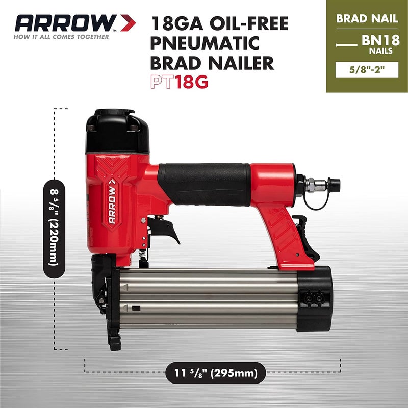 Arrow Fastener مسدس دبابيس هوائي بدون زيت Arrow PT18G - للعمل في الزخارف الداخلية والتشطيبات الصغيرة، يعمل حتى 100psi وحدة ضغط، يناسب دبابيس 5/8"، 3/4"، 1"، 1.5"، 2" - Image 3