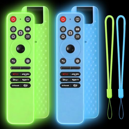 Climberer [2-Pack] Climberer Remote Cover for LG Magic Remote – Protective Silicone Case Compatible with 2025 LG OLED TV Series, Anti-Slip Design, Fits MR25GA Model (Glow Green and Blue) - Image 1