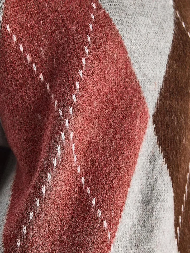 Bianco Lucci LUCCI Oversized Diamond Printed Sweater