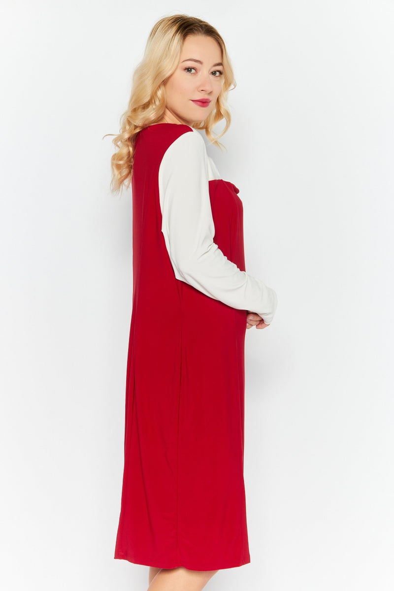 Kasper  Women Solid Midi Dress, Red - Image 4