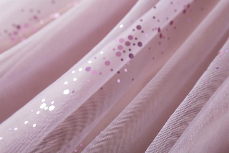 NNJXD Flower Girl Princess Dress Sparkle Dots Tulle Summer Casual Wear 1954 Pink Size(120) 4-5 Years - Image 5