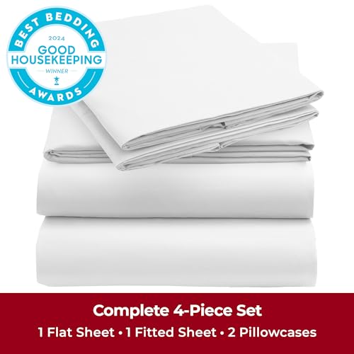 Mellanni King Sheets Set - 4 PC Iconic Collection Bedding - Hotel Luxury, Extra Soft, Cooling Bed Sheets - Wrinkle, Fade, Stain Resistant (King, Striped White) - Image 2