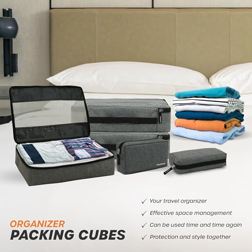 Cranique Polyester Packing Cubes for Travel Organizer, Storage Bag, Packing Bag for Clothes, Essential Pouch, Travel Organizer for Men & Women Pack of 5 (Cu1-QP2-GR-Pac5), Grey - Image 5