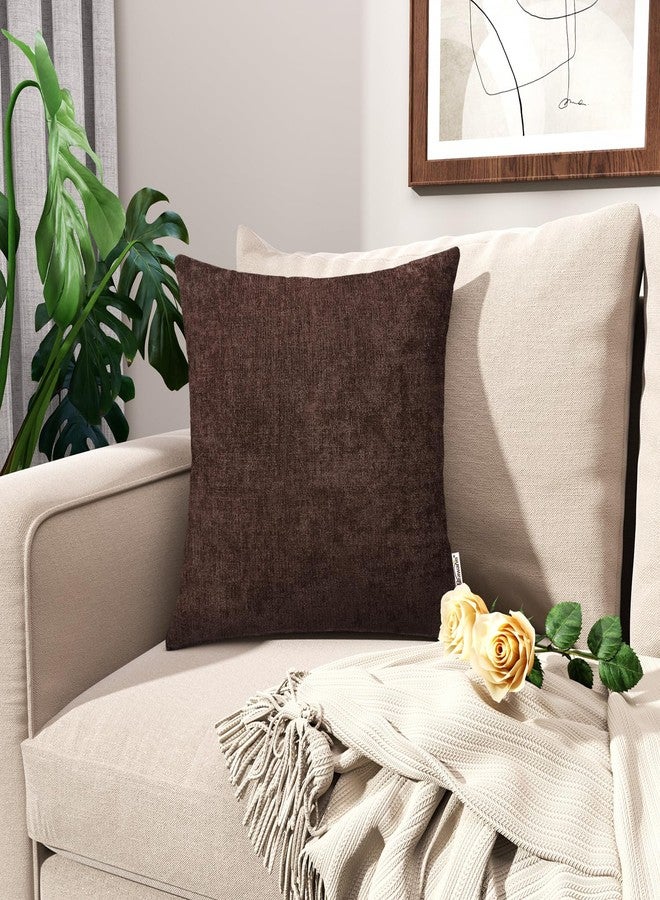 BRAWARM Throw Pillow Covers 20x20 Inches - Coffee Chenille Pillow Covers Pack of 2, Solid Dyed Soft Chenille Pillow Cases for Couch Sofa Bed Home Decoration - Image 2