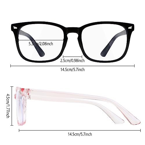 Yekepal Blue Light Blocking Glasses, 2 Pack Blue Light Glasses Men, Blue Light Glasses For Women Computer Reading Gaming TV Phones Eyeglasses Clear Lens Bluelight Glasses Anti Eyestrain UV Glare Black+Pink - Image 2