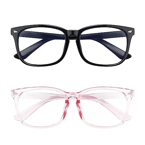 Yekepal Blue Light Blocking Glasses, 2 Pack Blue Light Glasses Men, Blue Light Glasses For Women Computer Reading Gaming TV Phones Eyeglasses Clear Lens Bluelight Glasses Anti Eyestrain UV Glare Black+Pink - Image 1