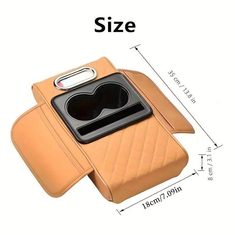 Redvant Car Center Console Cover,Microfiber Leather Car Armrest Cover Cushion with 2 Storage Bags,Universal Car Armrest Storage Box Car Interior Accessories for Most Vehicles (Car Arm Rest Cushion(2)) - Image 2