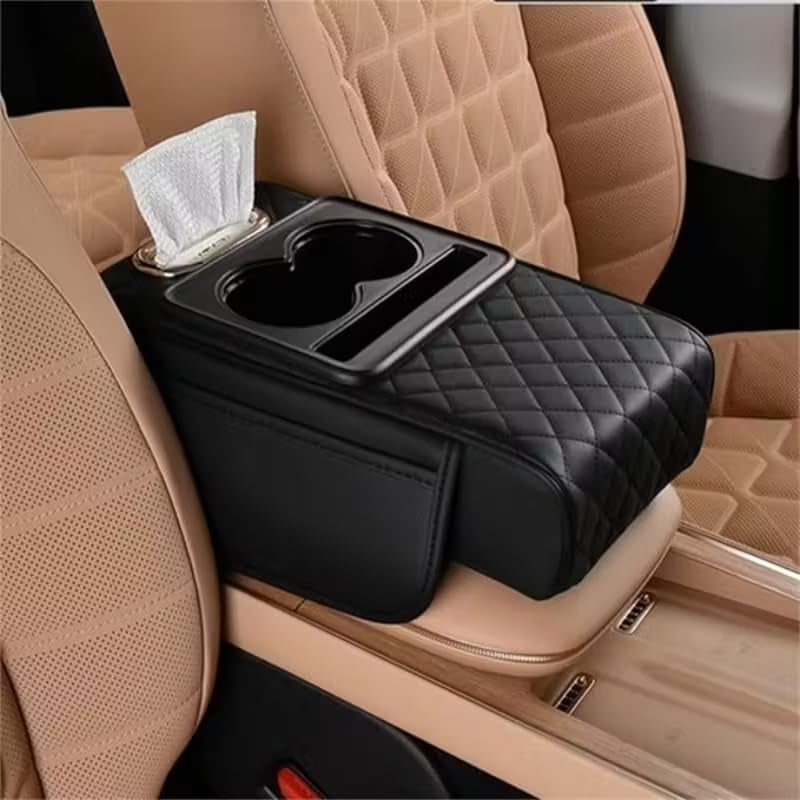 Redvant Car Center Console Cover,Microfiber Leather Car Armrest Cover Cushion with 2 Storage Bags,Universal Car Armrest Storage Box Car Interior Accessories for Most Vehicles (Car Arm Rest Cushion(2)) - Image 1