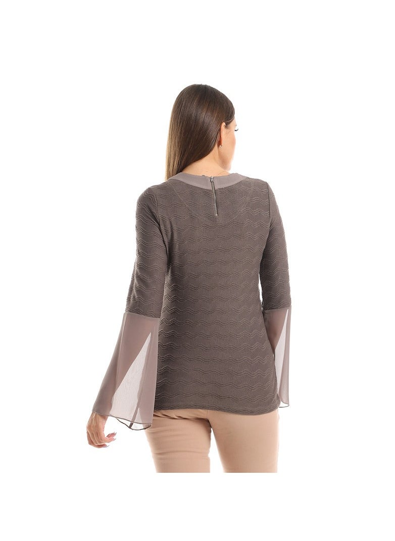 Esla Long-sleeved Plain Top Oily  - Image 3