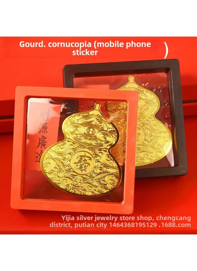 Generic - Gourd Cornucopia Fortune Cat Fortune Kuka God Of Wealth Gift Gold Foil Mobile Phone Sticker-Specifications Support Image Upload:No. 8 Lucky Small Tablets - Image 1