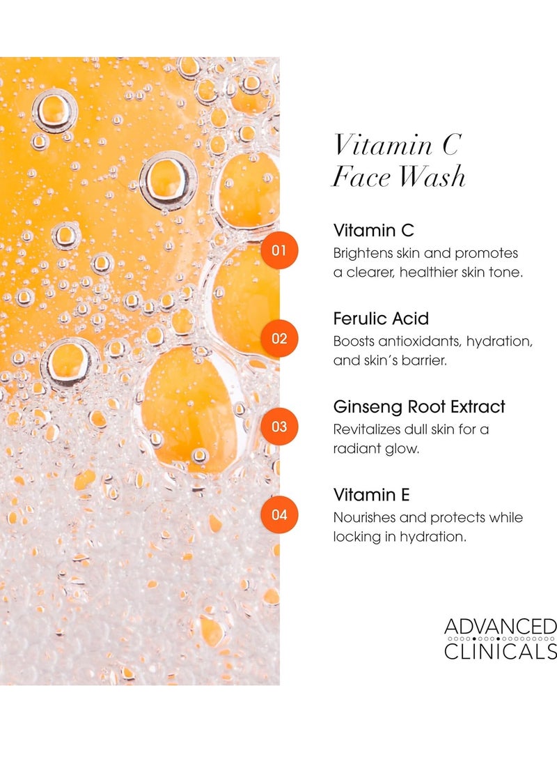 Advanced Clinicals Advanced Clinicals Face Wash Vitamin C Facial Cleanser – Gentle Blackhead Facial Wash Hydrates Dry Skin, Daily Pore Minimizer For Dark Spots, Hyperpigmentation, Acne, 11.75 Fl Oz, 2-Pack  - Image 3