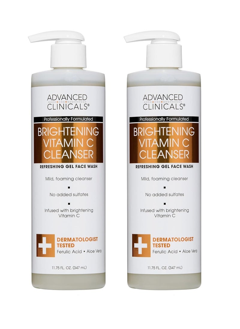 Advanced Clinicals Advanced Clinicals Face Wash Vitamin C Facial Cleanser – Gentle Blackhead Facial Wash Hydrates Dry Skin, Daily Pore Minimizer For Dark Spots, Hyperpigmentation, Acne, 11.75 Fl Oz, 2-Pack  - Image 1