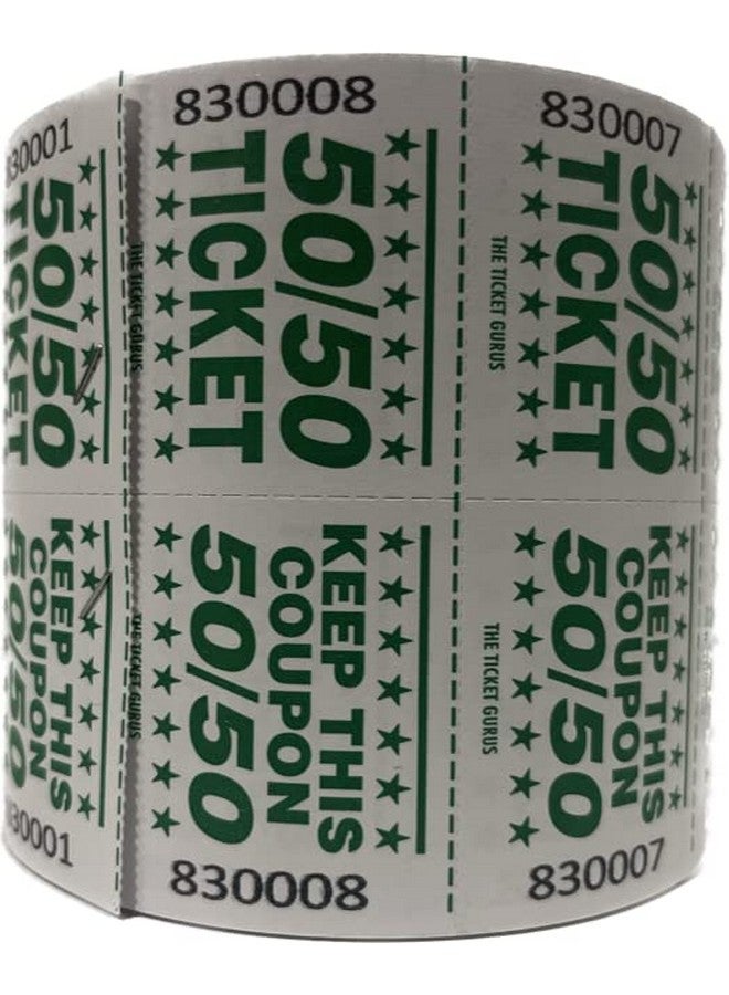 The Ticket Gurus 50/50 Marquee Raffle Tickets 1000/Roll Easy Read Series (Easy Read Green) - Image 1