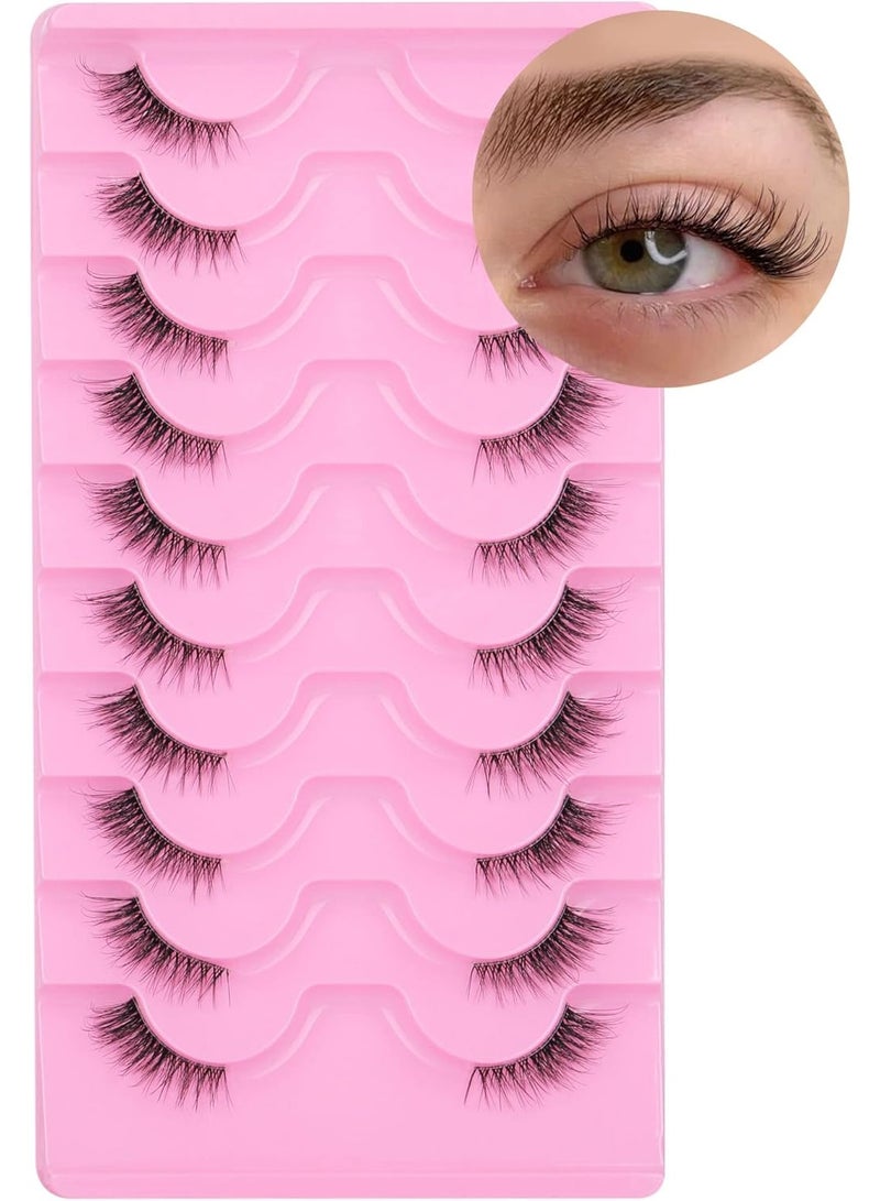 ATRJSZ Half Lashes Natural Look Wispy Cat Eye Lashes 13 mm Clear Band Accent Short False Eyelashes that Look Like Extensions 10 Pairs - Image 1