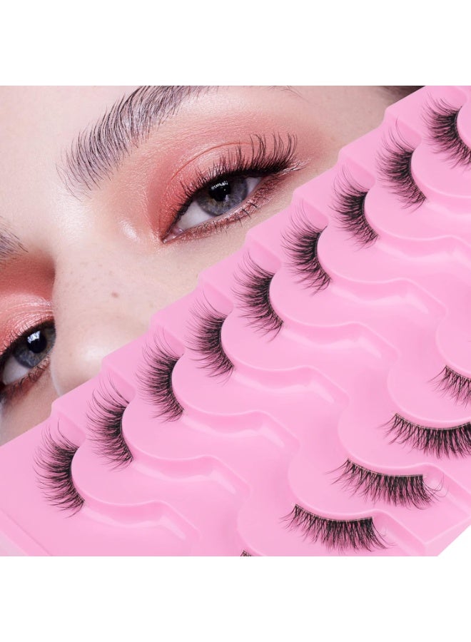 ATRJSZ Half Lashes Natural Look Wispy Cat Eye Lashes 13 mm Clear Band Accent Short False Eyelashes that Look Like Extensions 10 Pairs - Image 3