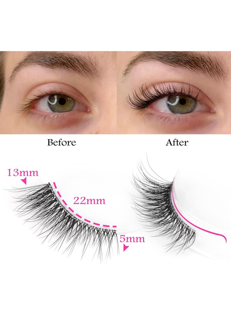 ATRJSZ Half Lashes Natural Look Wispy Cat Eye Lashes 13 mm Clear Band Accent Short False Eyelashes that Look Like Extensions 10 Pairs - Image 2