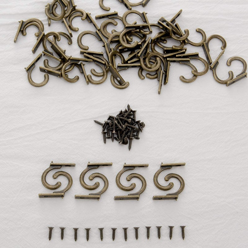 Zhehao زهاء 100 قطعة خطافات مفاتيح مجوهرات خطافات صغيرة خطافات تعليق مفاتيح خطافات حائط خطاف فردي خطافات رداء خطافات معاطف و 110 قطعة براغي لتعليق قبعة، وشاح، حقيبة (برونزي، 100 قطعة) - Image 5