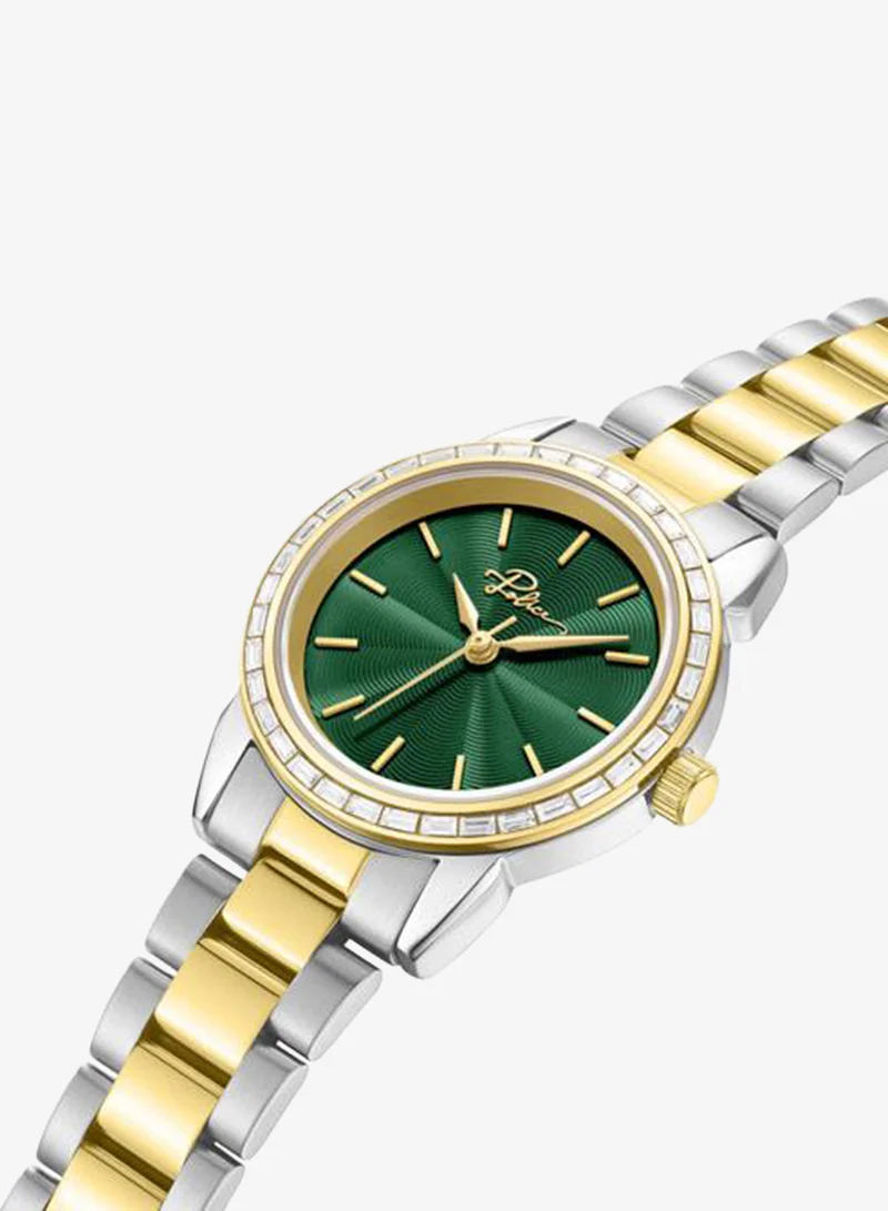 Police Silver/Gold Women's Miona Green Dial Stainless Steel Bracelet Analog Watch for Women, 30mm for Women | Best Price UAE