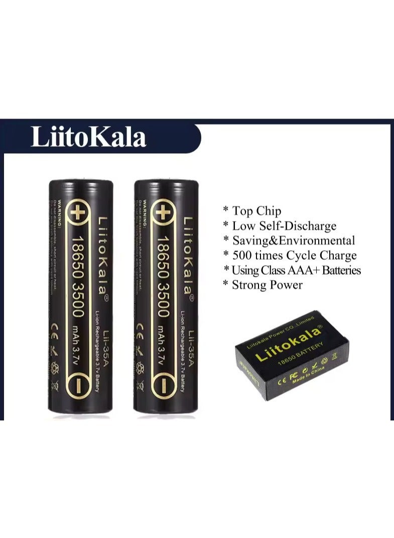 ليتوكالا بطارية Lii-35A قابلة لإعادة الشحن من نوع 18650، سعة 3500 مللي أمبير، قطعتان بجهد 3.7 فولت، تفريغ عالي 10 أمبير، بطارية ليثيوم عالية الأداء - Image 5