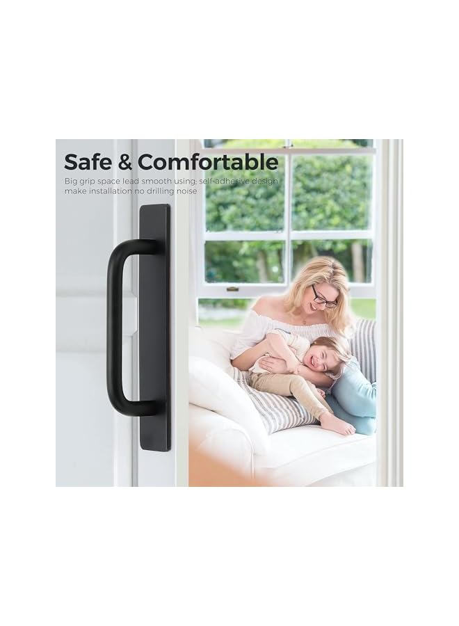 The Bros Self-Stick Cabinet Drawer Handles, Self Adhesive Matte Black Flat Cabinet Handles, Adhesive Cabinets Pulls for Kitchen, Sliding Closet, Window, and Appliance Doors, 2Pcs Black - Image 2