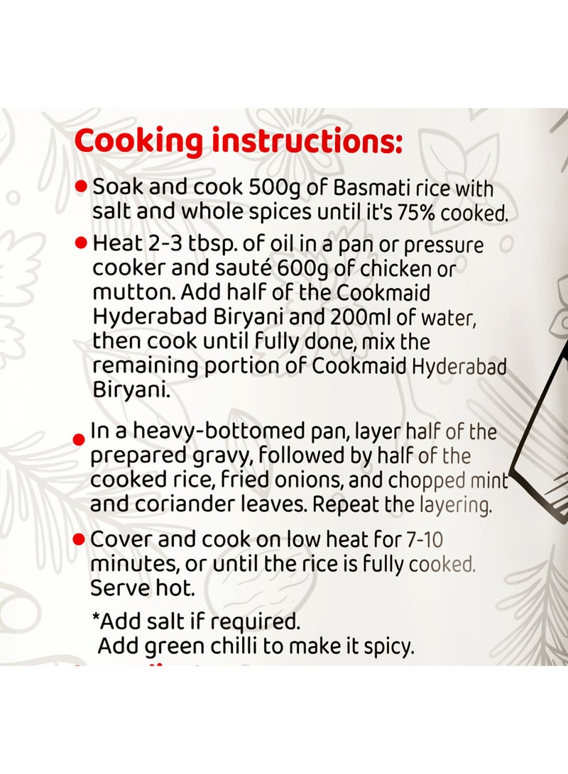 COOKMAID Hyderabad Biriyani Gravy | Ready to Cook | Chicken Biryani, Mutton Biryani | Taste The Authentic Hyderabadi Biryani Masala with Spices | 300g - Image 4