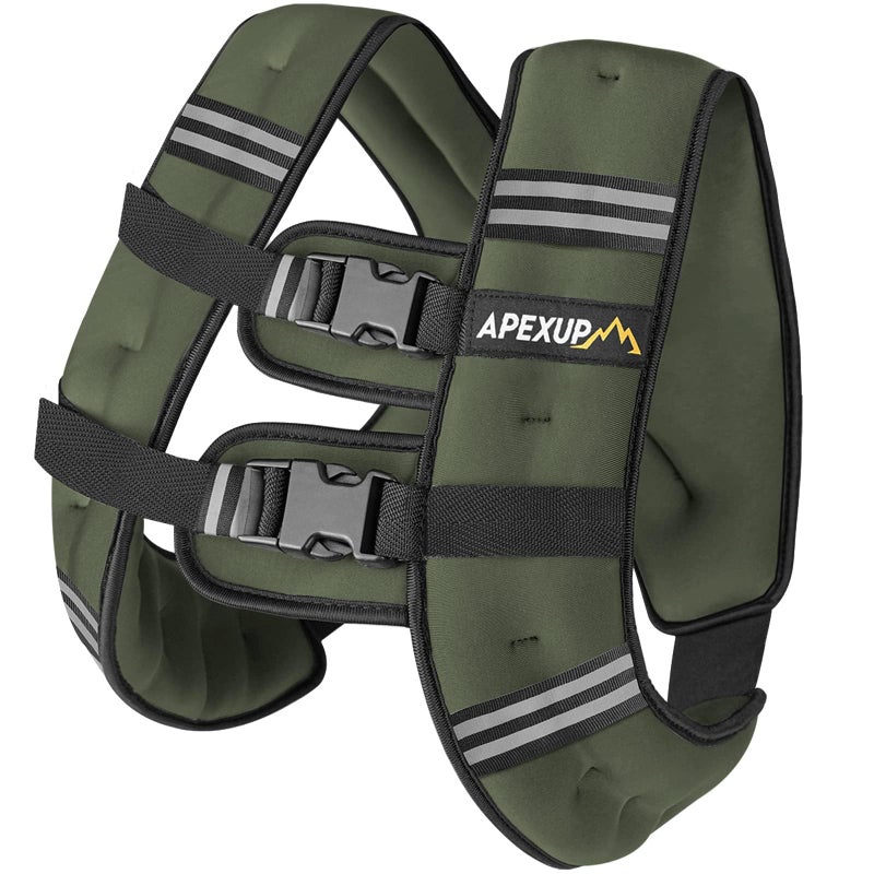 APEXUP 15lbs Weighted Vest Men Women, Weight Vest for Women Workout Equipment for Strength Training Running (Green) - Image 1