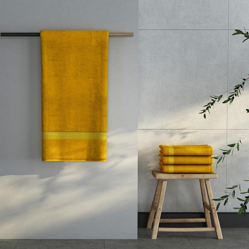 Elarra Home 100 Cotton Bath Towel Super Absorbent Yellow Colour Easy Care 700 GSM - Image 1