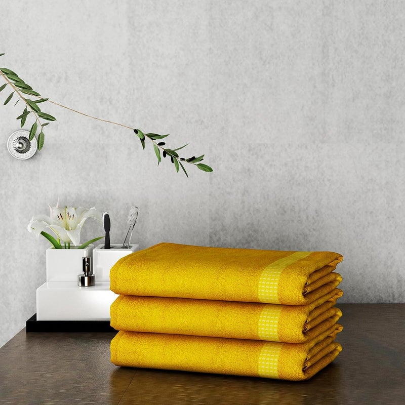Elarra Home 100 Cotton Bath Towel Super Absorbent Yellow Colour Easy Care 700 GSM - Image 2