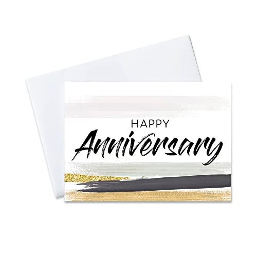 Work Anniversary Cards with Envelopes for Employees Brush Strokes Bulk 25 Pack Appreciation Greeting Card Set for Business 5x7 Inch Office Work Coworkers Team A2001
