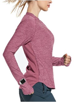 BALEAF Women's Running Shirts Quick Dry Lightweight Long Sleeve Pullover UPF50+ Moisture Wicking Hiking Purple Size M