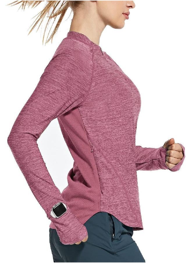 Baleaf - BALEAF Women's Running Shirts Quick Dry Lightweight Long Sleeve Pullover UPF50+ Moisture Wicking Hiking Purple Size M - Image 1