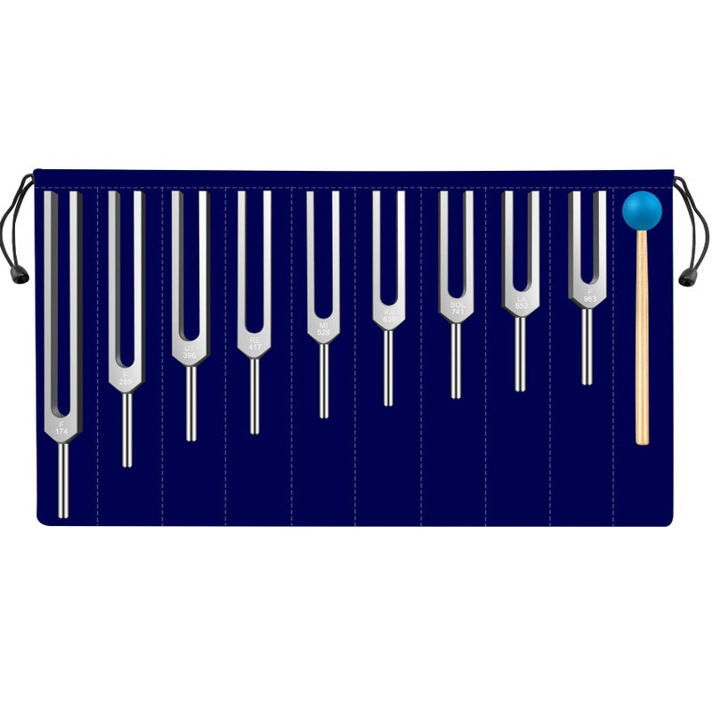 TENFLY Solfeggio Tuning Fork Set - 9 Tuning Forks Perfect for DNA Healing, Chakra, Sound Therapy, Keep Body, Mind and Spirit in Perfect Harmony.(174 Hz, 285 Hz, 396 Hz, 417 Hz, 528 Hz, 639 Hz etc) - Image 1