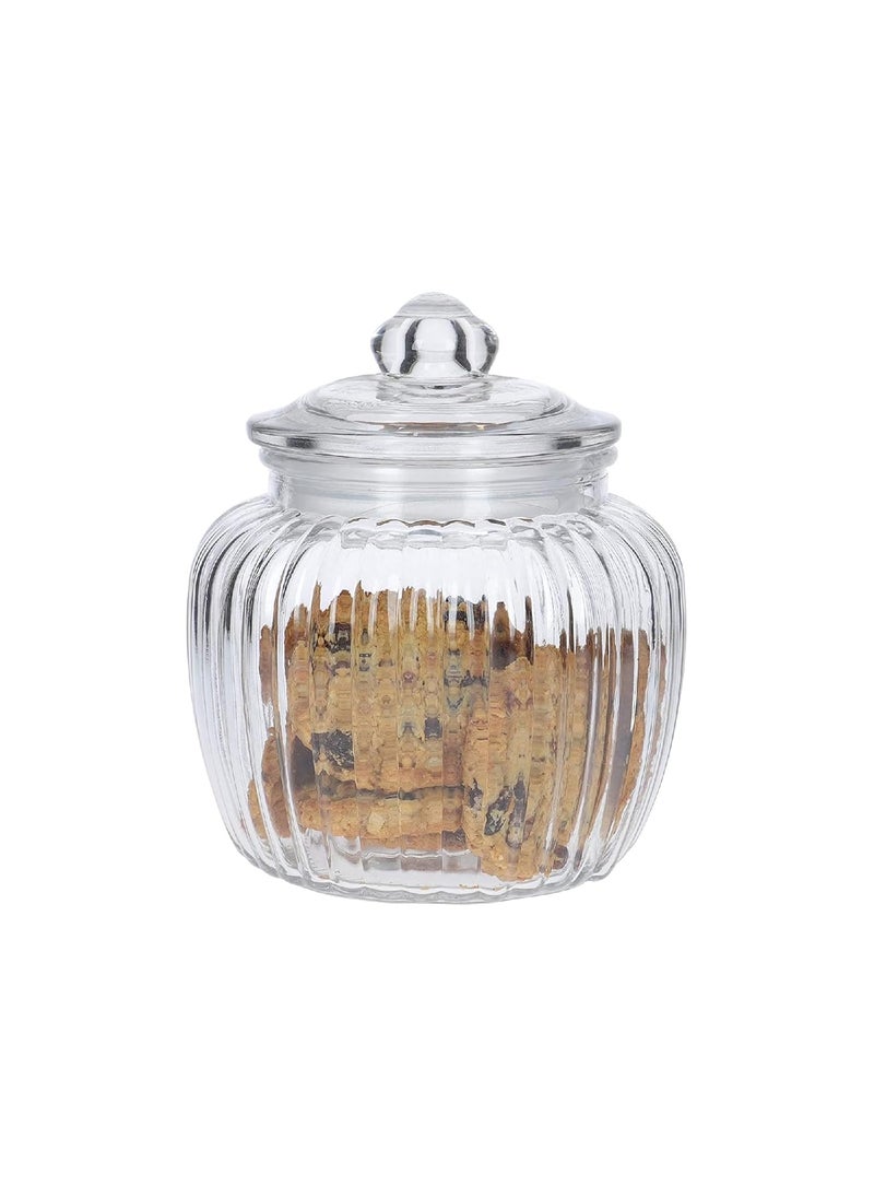 Incrizma Incrizma Glass Candy Jars 600ml - Airtight - 1 Vintage Glass Candy Storage Jars with Lid - for Candies & Cookies | Food Storage Glass Candy Cookie Jar with Airtight Lid (600 ml)  - Image 2