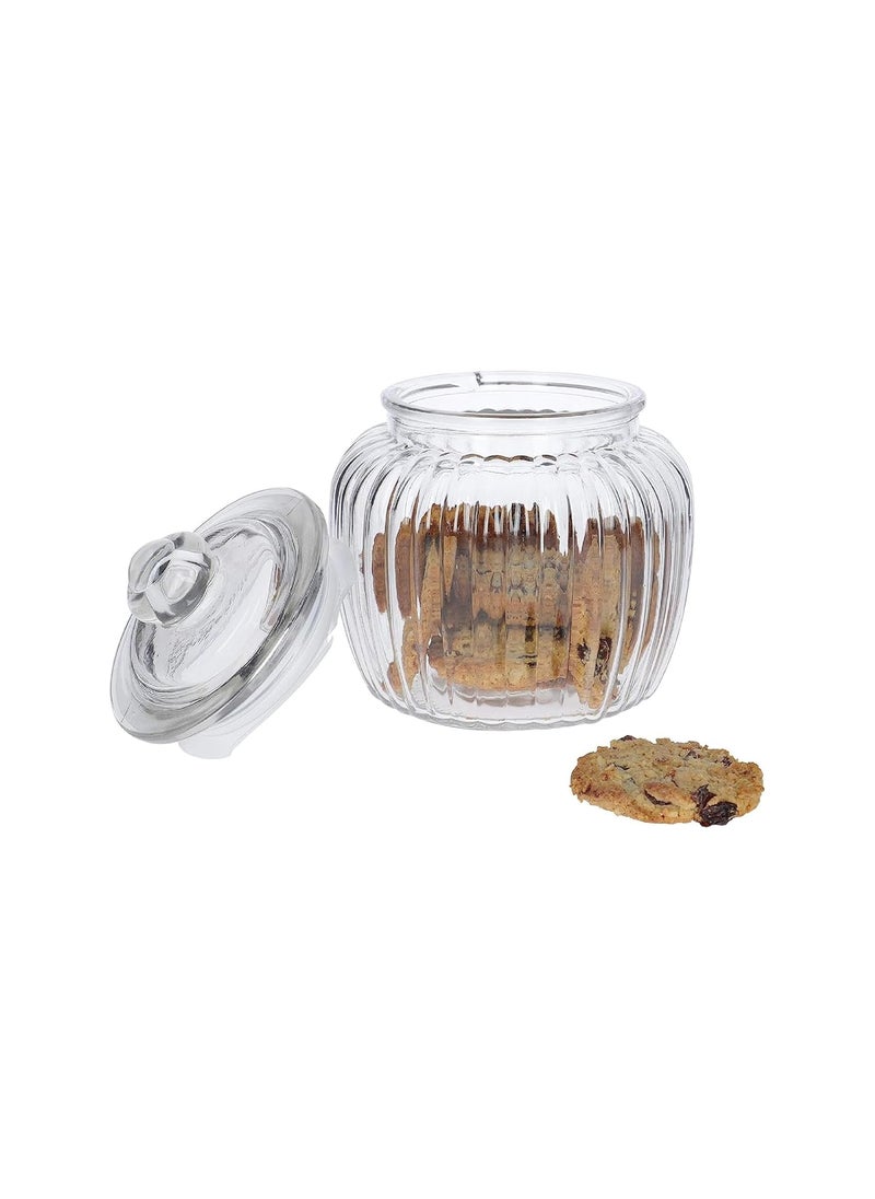 Incrizma Incrizma Glass Candy Jars 600ml - Airtight - 1 Vintage Glass Candy Storage Jars with Lid - for Candies & Cookies | Food Storage Glass Candy Cookie Jar with Airtight Lid (600 ml)  - Image 1