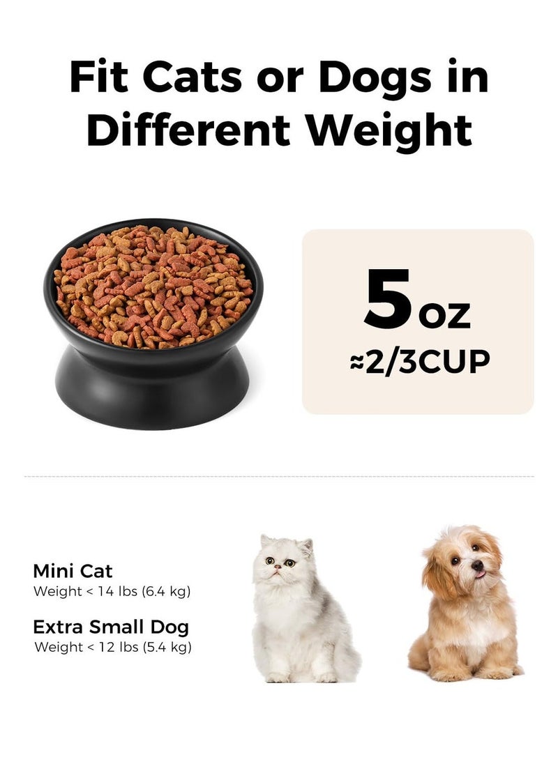 Elevated Ceramic Cat Bowl, 5 Oz Anti-Vomiting Dish for Cats and Small Dogs, Tilted Design for Whisker Fatigue Relief, Stylish Black Color - Image 2