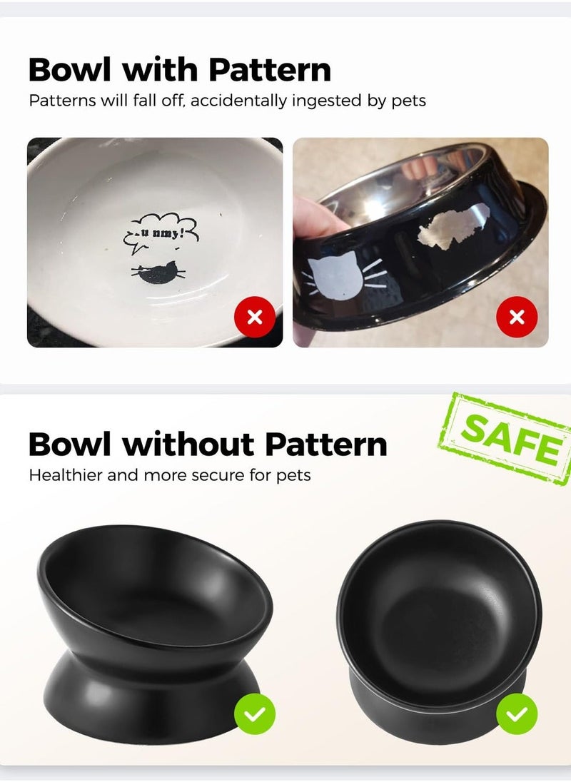 Elevated Ceramic Cat Bowl, 5 Oz Anti-Vomiting Dish for Cats and Small Dogs, Tilted Design for Whisker Fatigue Relief, Stylish Black Color - Image 3
