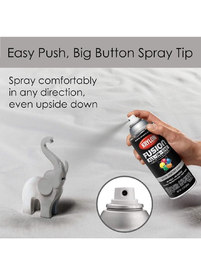 KRYLON Fusion All-In-One Spray Paint and Primer Satin Pewter Grey 12oz K02744007 - Image 4