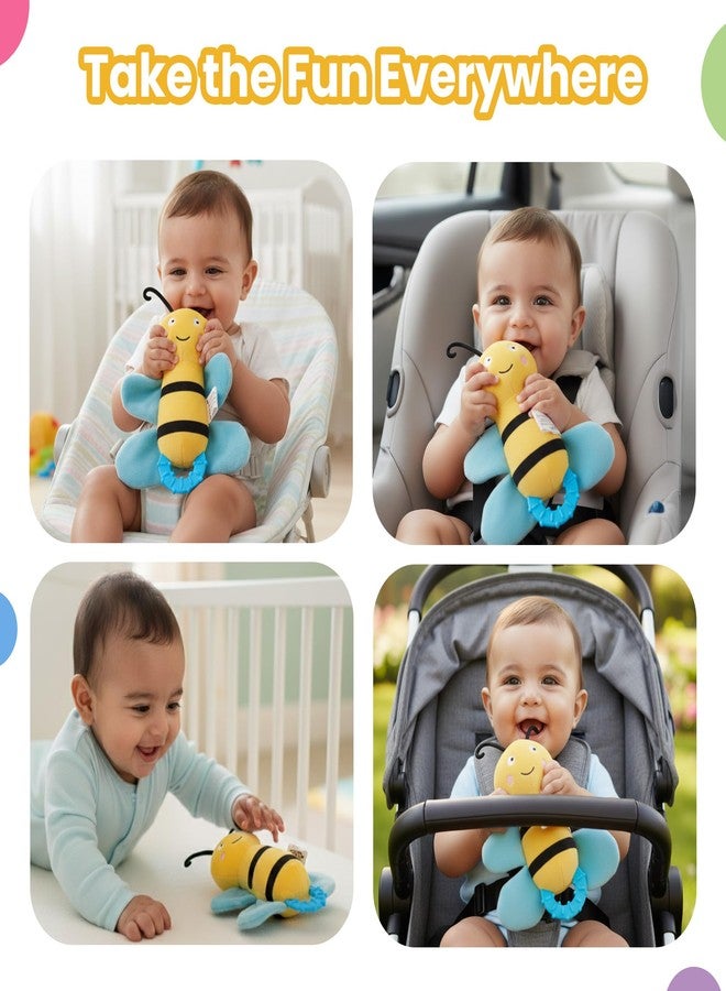 Nuluv Crinkly Bee Baby Toy, Soft Plush Crinkle Sound Toy for Kids, Bright Colors and Textures for Sensory Play, Lightweight Cuddly Bee for Babies Aged 3+ Months - Image 3