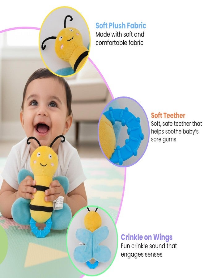 Nuluv Crinkly Bee Baby Toy, Soft Plush Crinkle Sound Toy for Kids, Bright Colors and Textures for Sensory Play, Lightweight Cuddly Bee for Babies Aged 3+ Months - Image 2