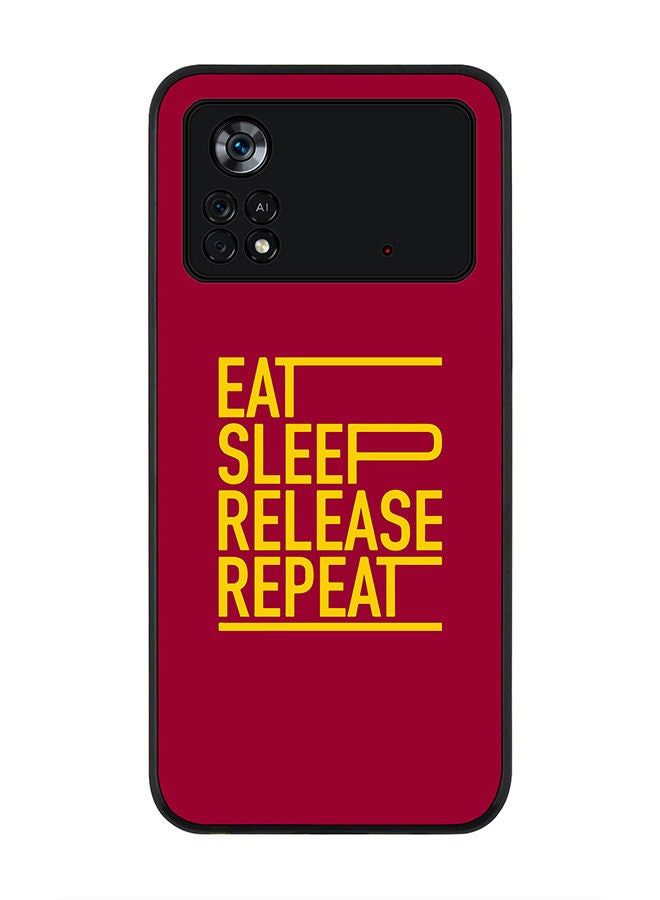 Stylizedd Rugged Black edge case for Poco M4 Pro 4G Slim fit Soft Case Flexible Rubber Edges Anti Drop TPU Gel Thin Cover - Eat Sleep Release Repeat - Image 1