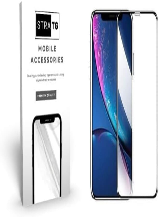 StraTG iPhone 12 Mini Glass Screen Protector - Crystal Clear Protection for Your Smartphone Display - Black Frame