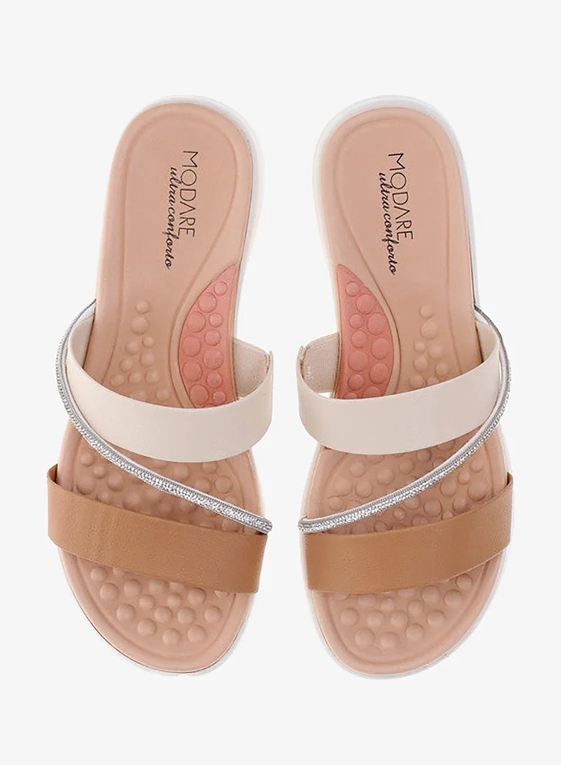 Modare Tan Flat Sandals for Women – Stylish Ladies Flat Sandals & Comfortable Flat Slippers for Women | Best Price UAE