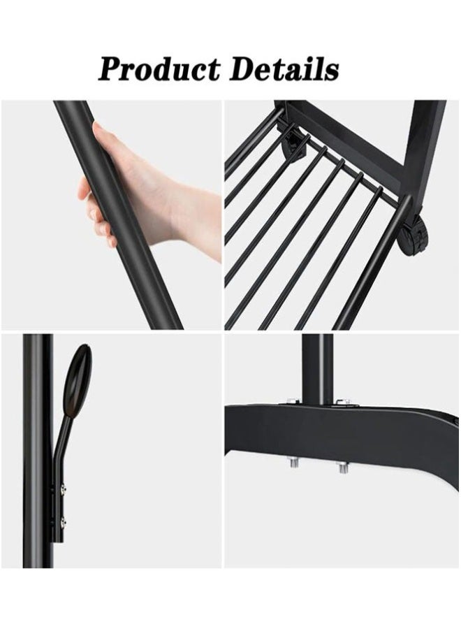 بلومنغ تايم 2-صف بسيط معطف الرف ، الطابق الدائمة رف معلق ، غرفة نوم تخزين الرف ، المنقولة المنزلية الملابس الداخلية تجفيف الرف مع عجلات - Image 2