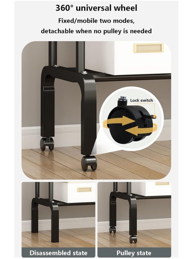 بلومنغ تايم 2-صف بسيط معطف الرف ، الطابق الدائمة رف معلق ، غرفة نوم تخزين الرف ، المنقولة المنزلية الملابس الداخلية تجفيف الرف مع عجلات - Image 4