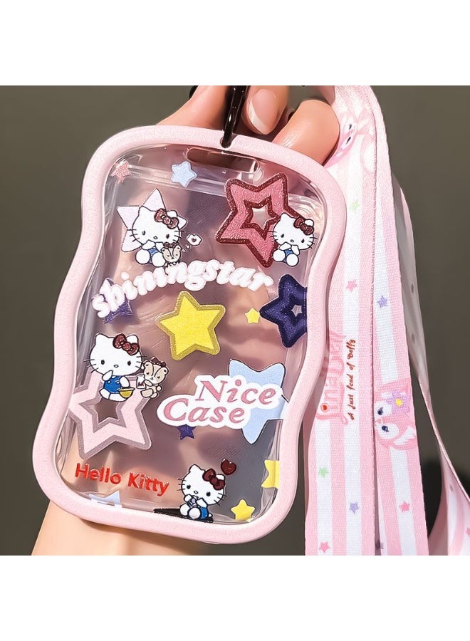 NIBEMINENT 1 - Piece Stars KT Kpop Photo Card Holder Pendant Key Chain ID Badge Holder ID Card Holder Photo Card Protector for School ID Office ID Access Card for Women Girls