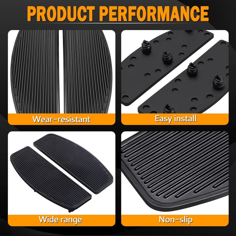 PBYMT Front Footboard Rubber Insert Rider Footboard Floorboard Foot Peg Footrest Pad Compatible for Harley Touring Softail Road King Electra Glide 1986-Later - Image 2